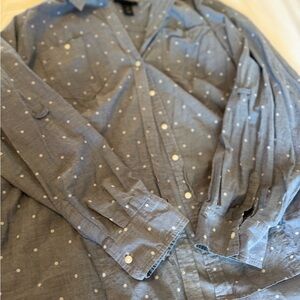 Lane Bryant Chambray Polka Dot Shirt Jacket
